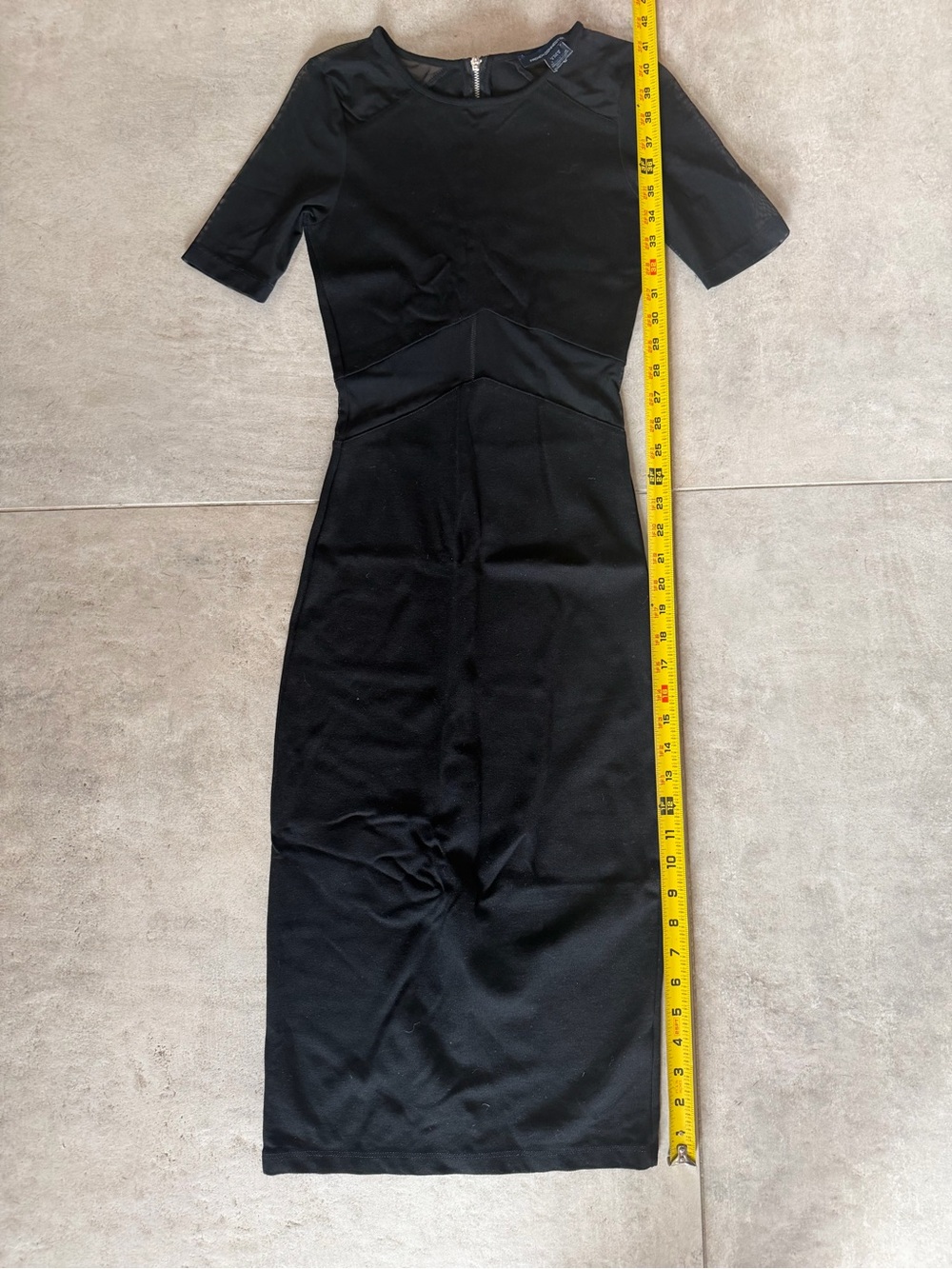 French Connection Black Short-Sleeve Midi Sheath Dress